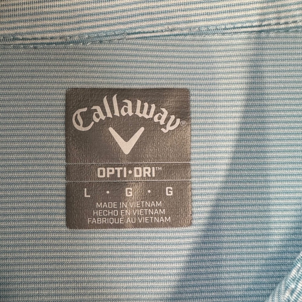 Callaway Opti-Dri Mens Large Blue Striped Golf Polo Shirt Short Sleeve MA5013 - Picture 5 of 9
